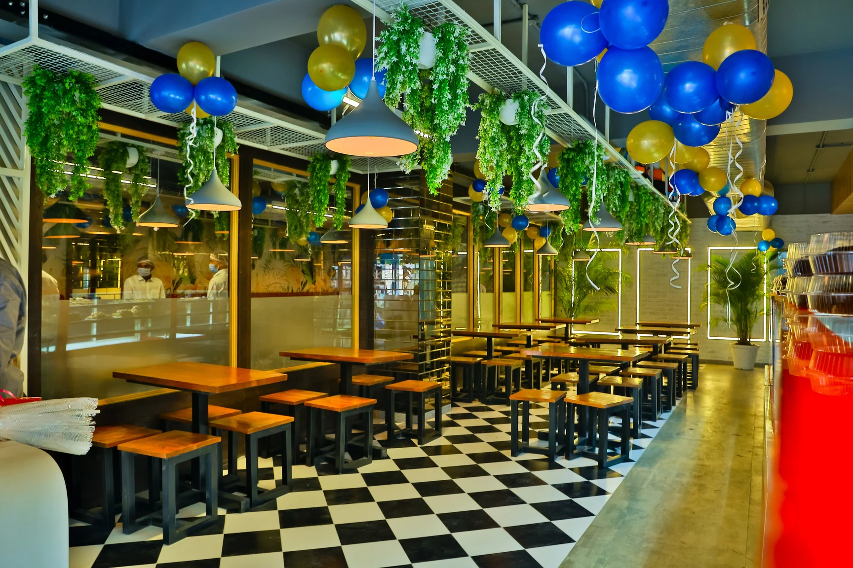 Anandobrahma dining area with festive décor