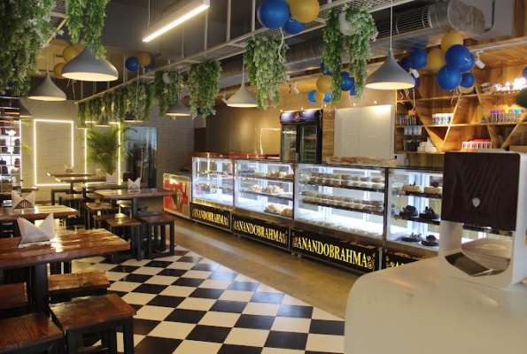 In-house bakery and dessert counter at Anandobrahma